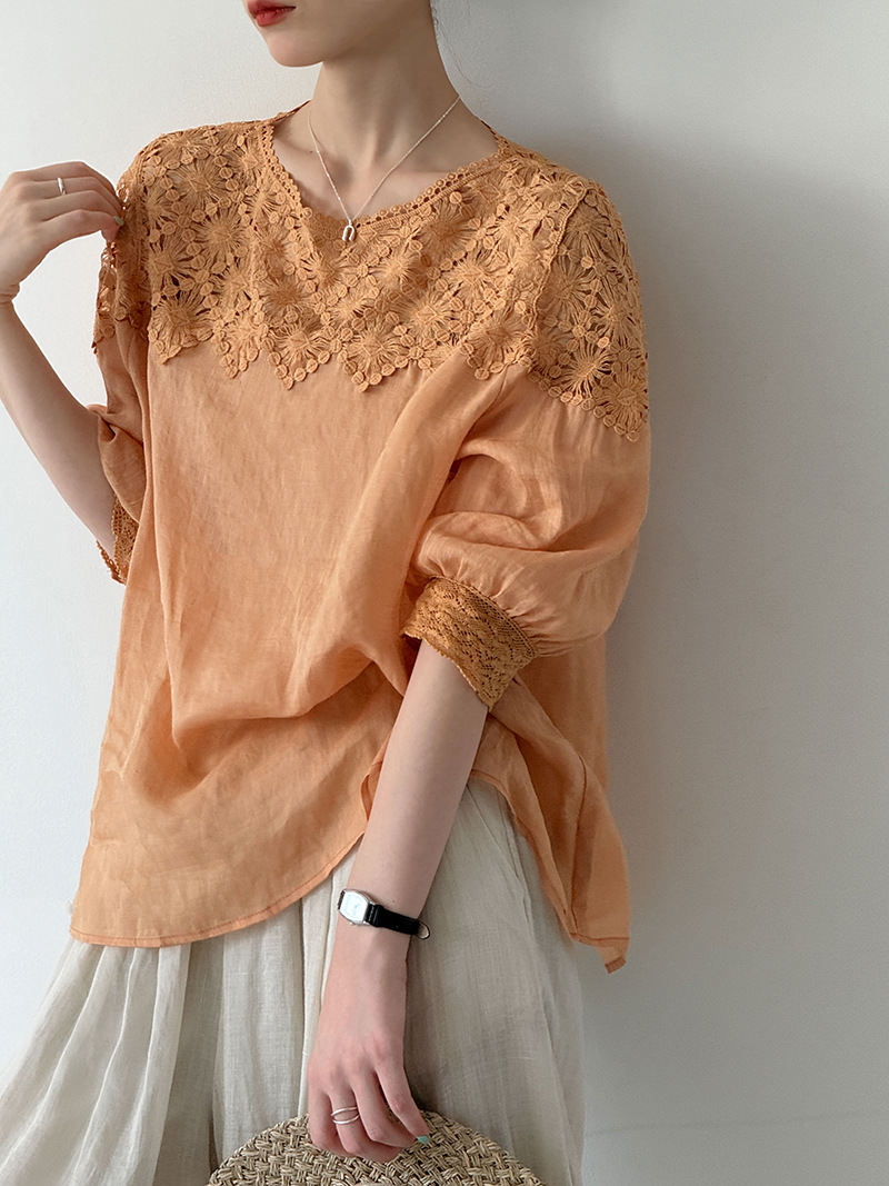 Linen Shirt Summer - 2026 Women Summer 100% Linen Blouses