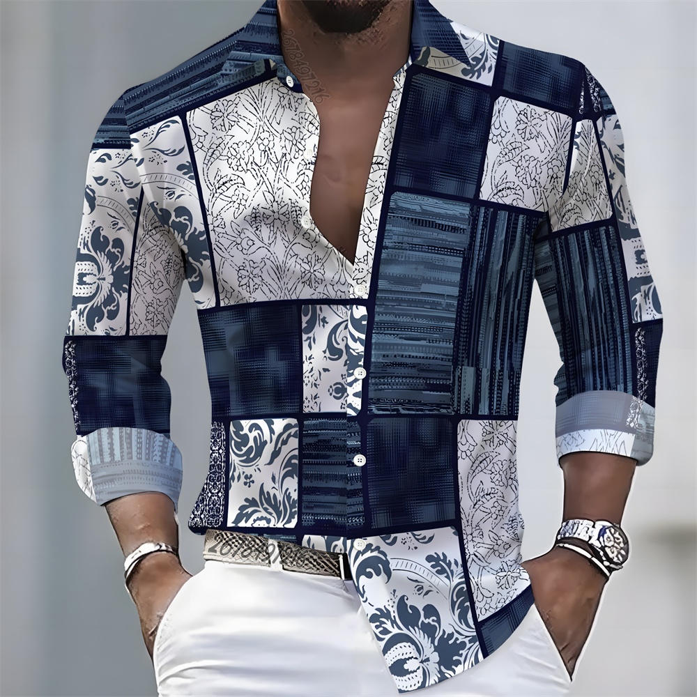 Mens Fashion Top - Men's Light Luxury Style Color Block
