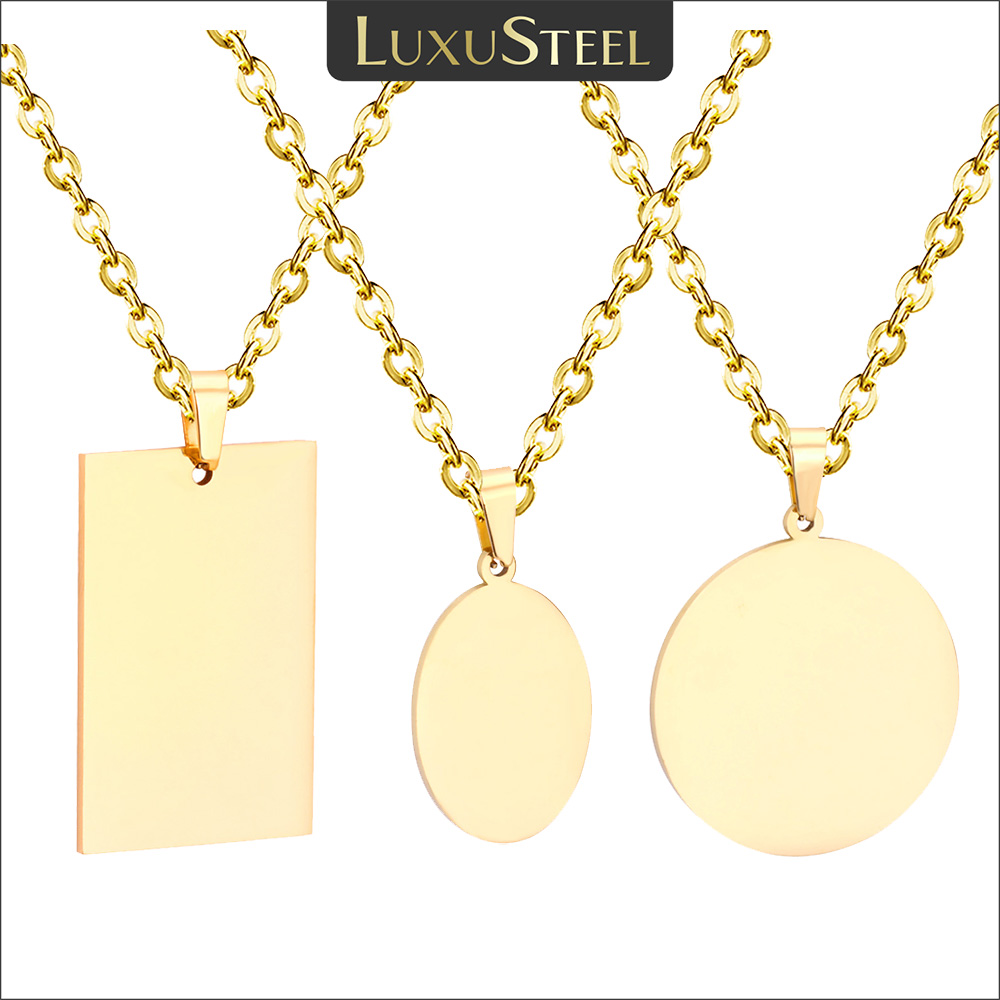 Mens Fashion Discord - LUXUSTEEL Simple Tag Pendant Necklace For