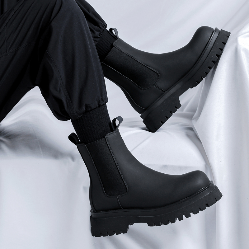 Fashion Men'S Boots - 2026 Platform Black High Top Boots