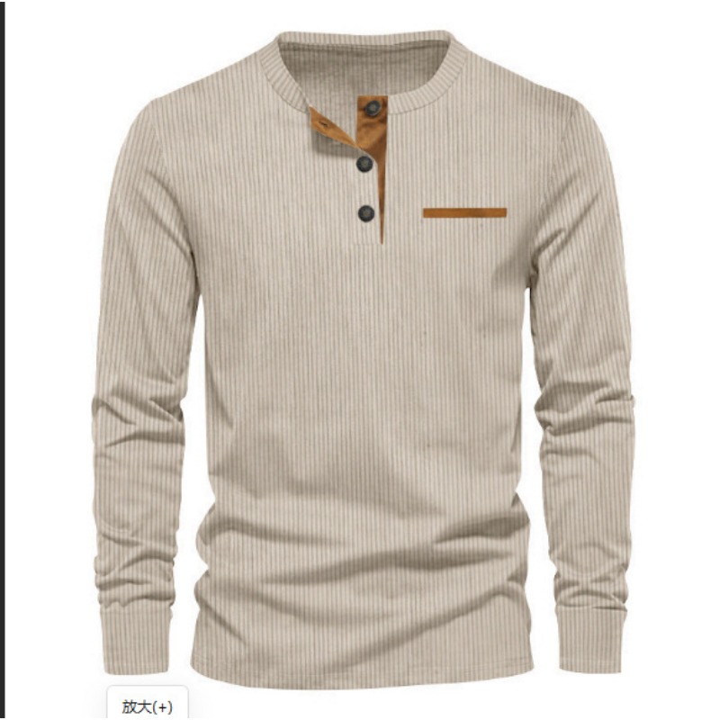 Mens Fashion Ideas - Men's Corduroy Henley Neck Long Sleeve