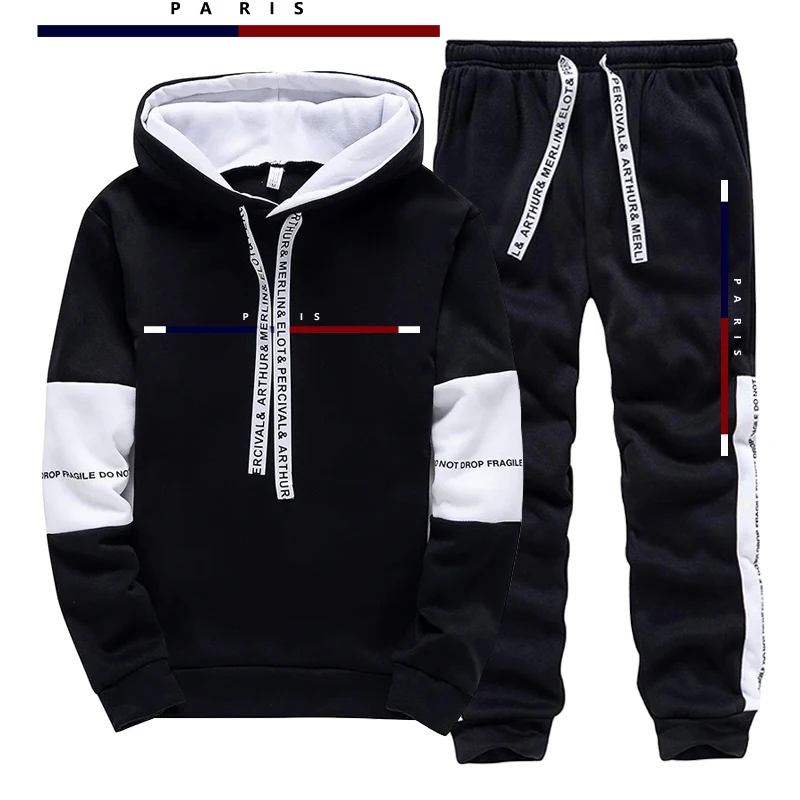 Mens Fashion Suits - Paris Fashion Printed Men's Set/Hoodie/Pants Fall