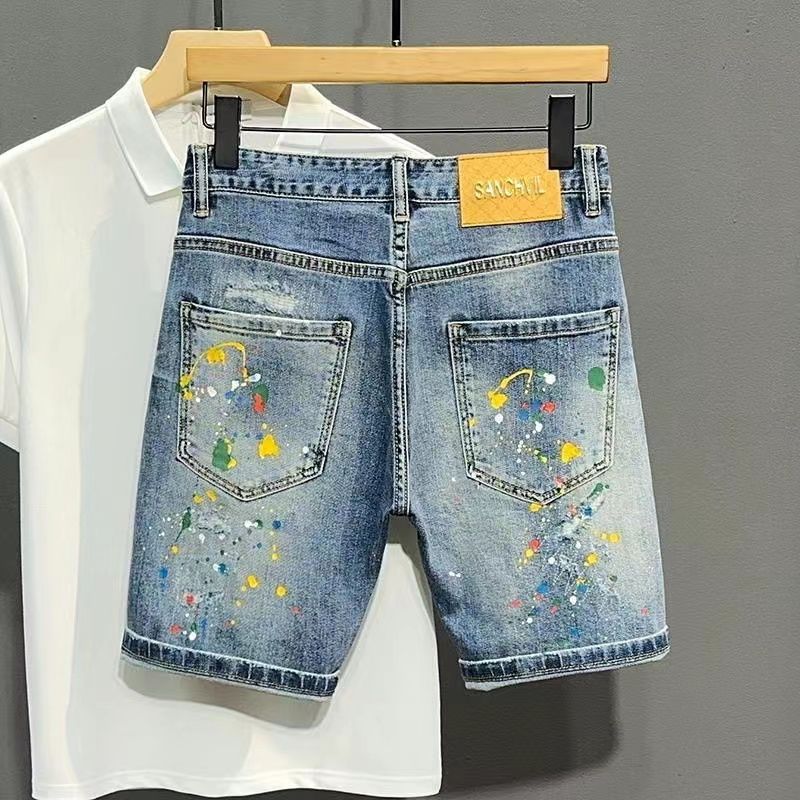 Men's Short Jeans Pants Graffi - Xl Men'S Fashion 评论和价格