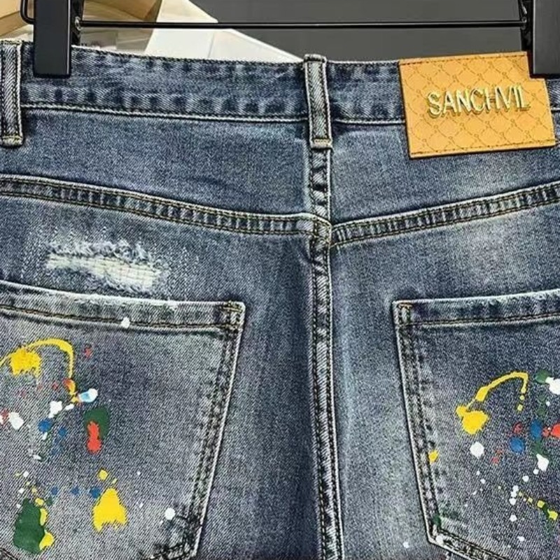 Men's Short Jeans Pants Graffi - Xl Men'S Fashion 评论和价格