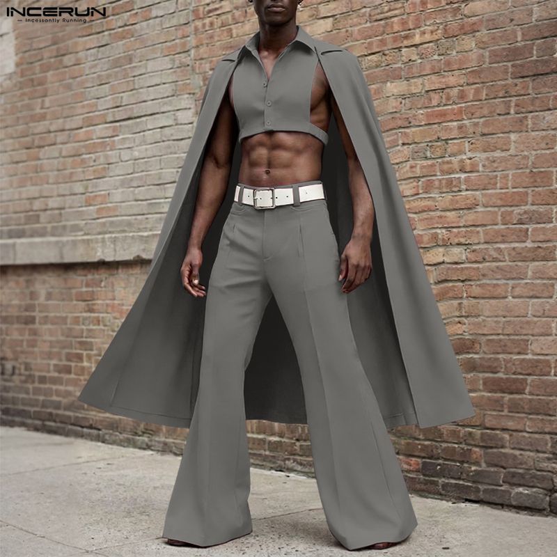 INCERUN Men Sets Solid Color L - Mens Fashion Suits 评论和价格