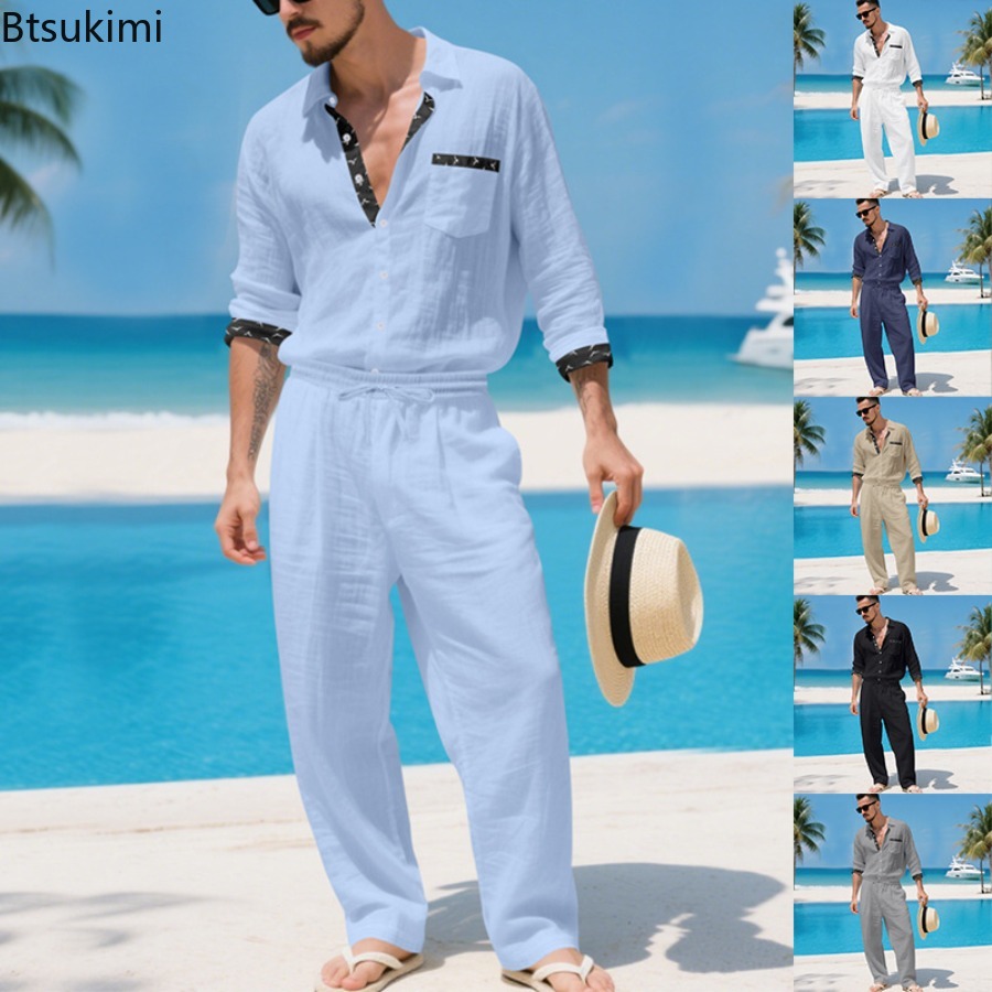 2026 Men's Linen Blend Hawaiia - Linen Shirt Summer 评论和价格