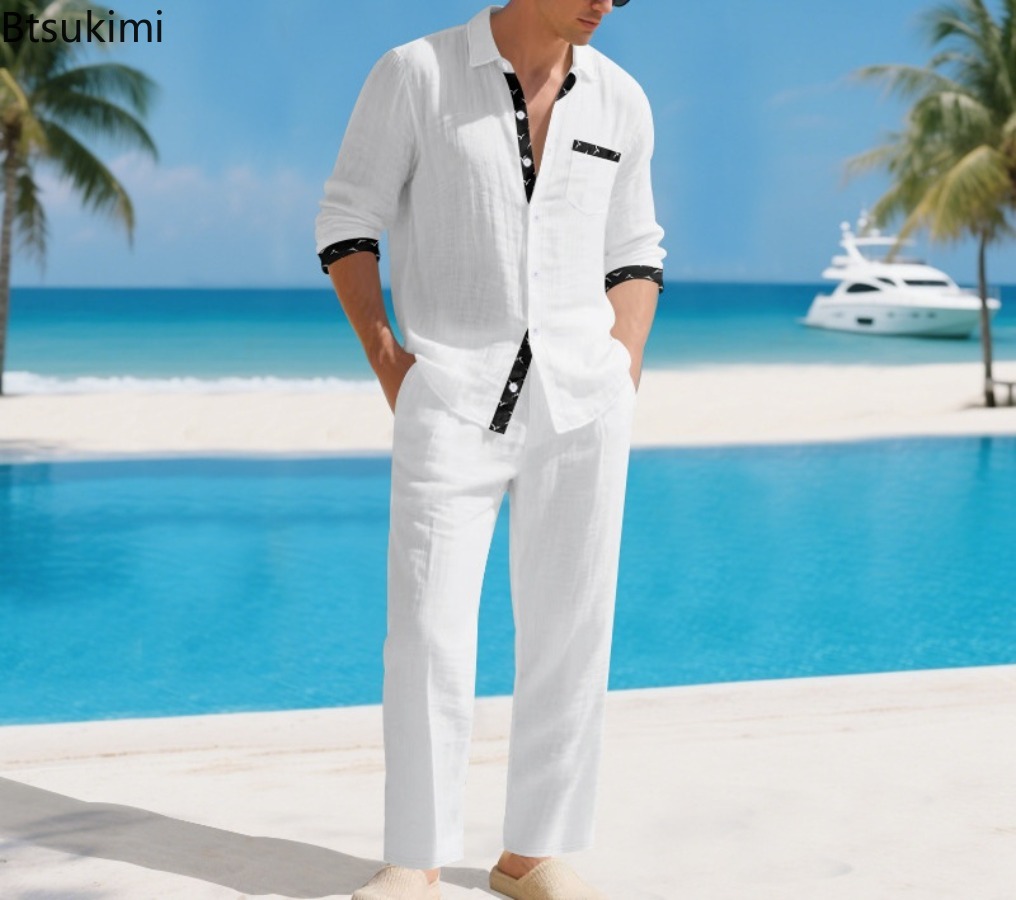 2026 Men's Linen Blend Hawaiia - Linen Shirt Summer 评论和价格