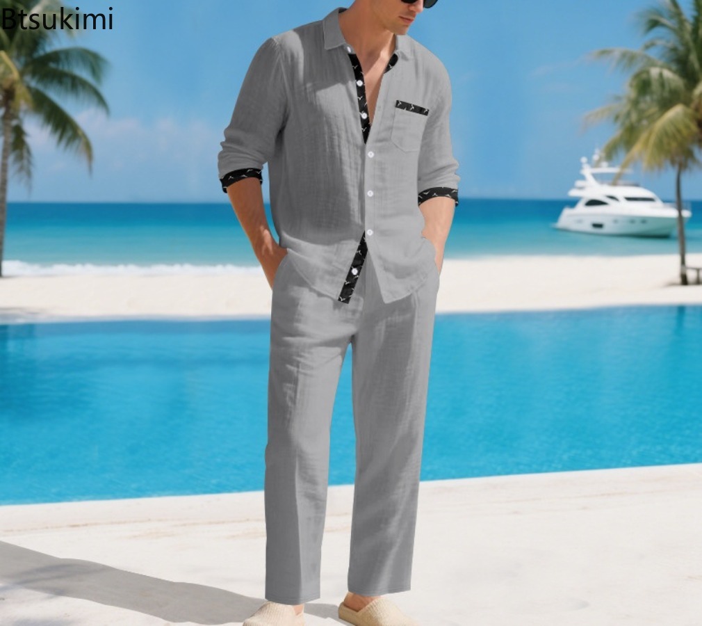 2026 Men's Linen Blend Hawaiia - Linen Shirt Summer 评论和价格