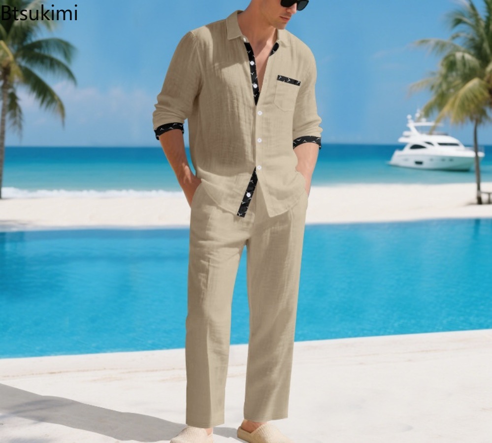 2026 Men's Linen Blend Hawaiia - Linen Shirt Summer 评论和价格