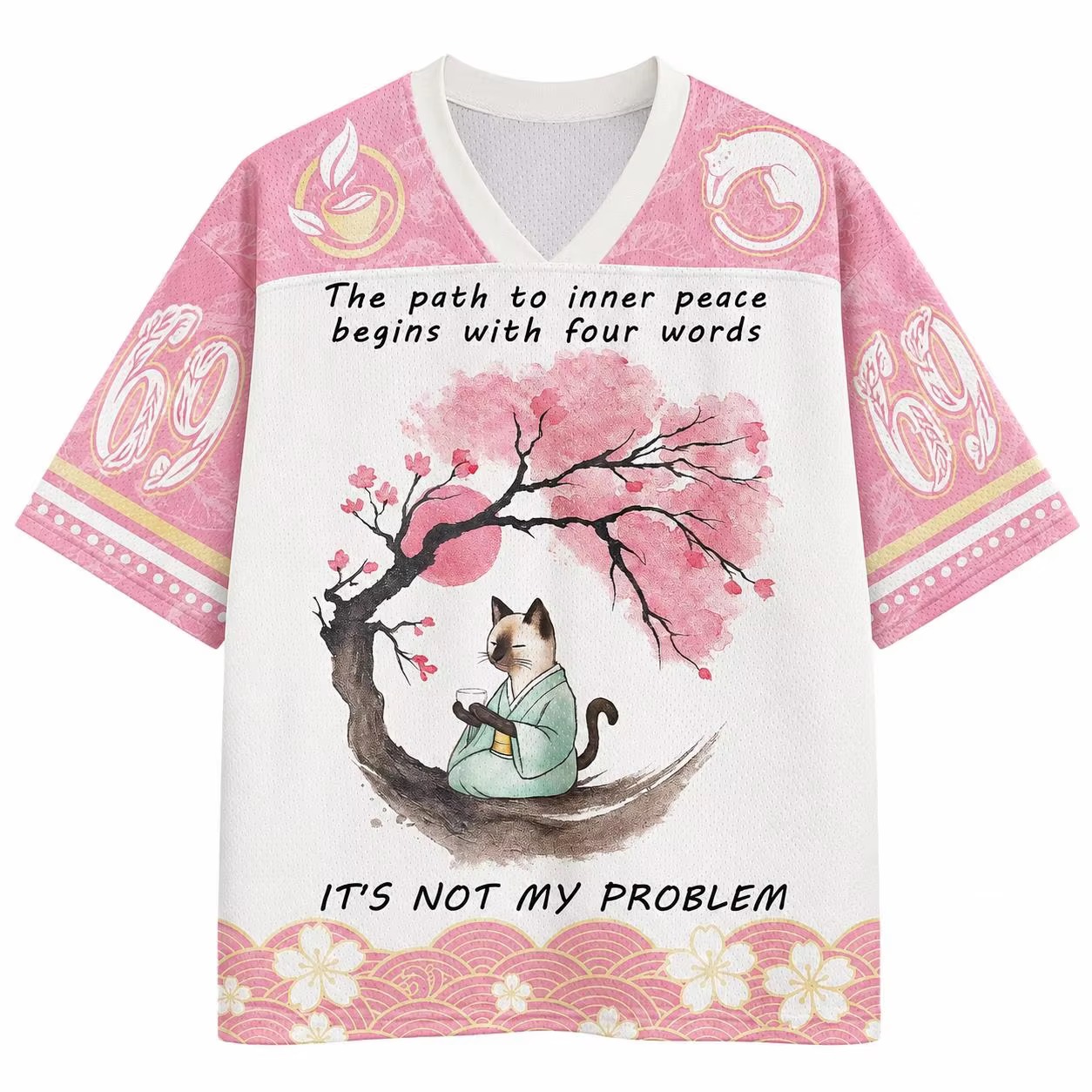 Sakura Tree Cat T Shirt 2026 S - Men'S Fashion V Neck T Shirts 评论和价格