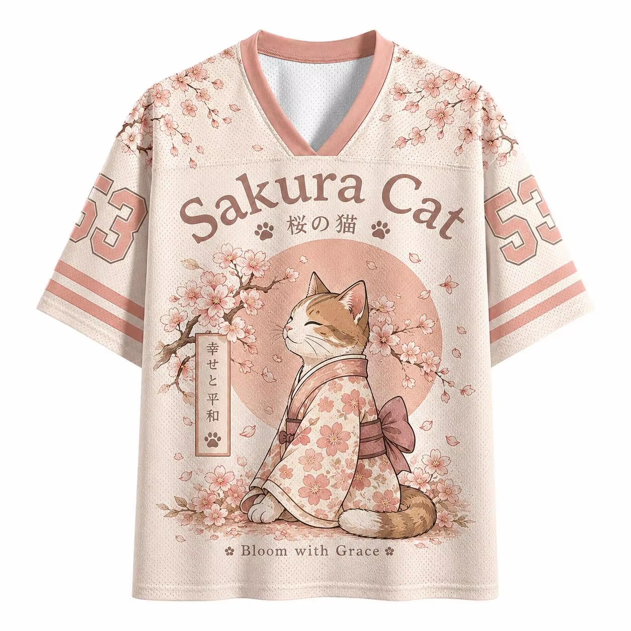 Sakura Tree Cat T Shirt 2026 S - Men'S Fashion V Neck T Shirts 评论和价格