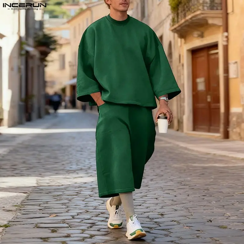 INCERUN Men Sets Solid Color B - Mens Fashion Suits 评论和价格