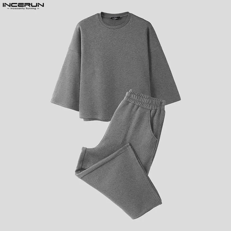 INCERUN Men Sets Solid Color B - Mens Fashion Suits 评论和价格