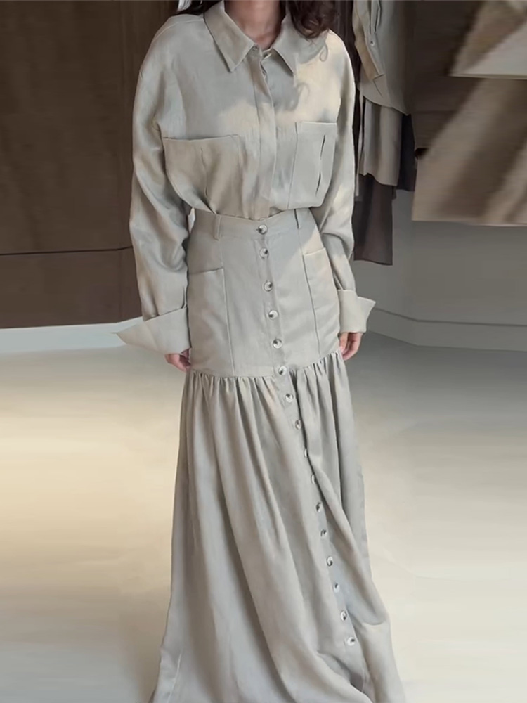 Vintage Solid Shirt Skirt Wome - Men'S Fashion Outfits 2026 评论和价格