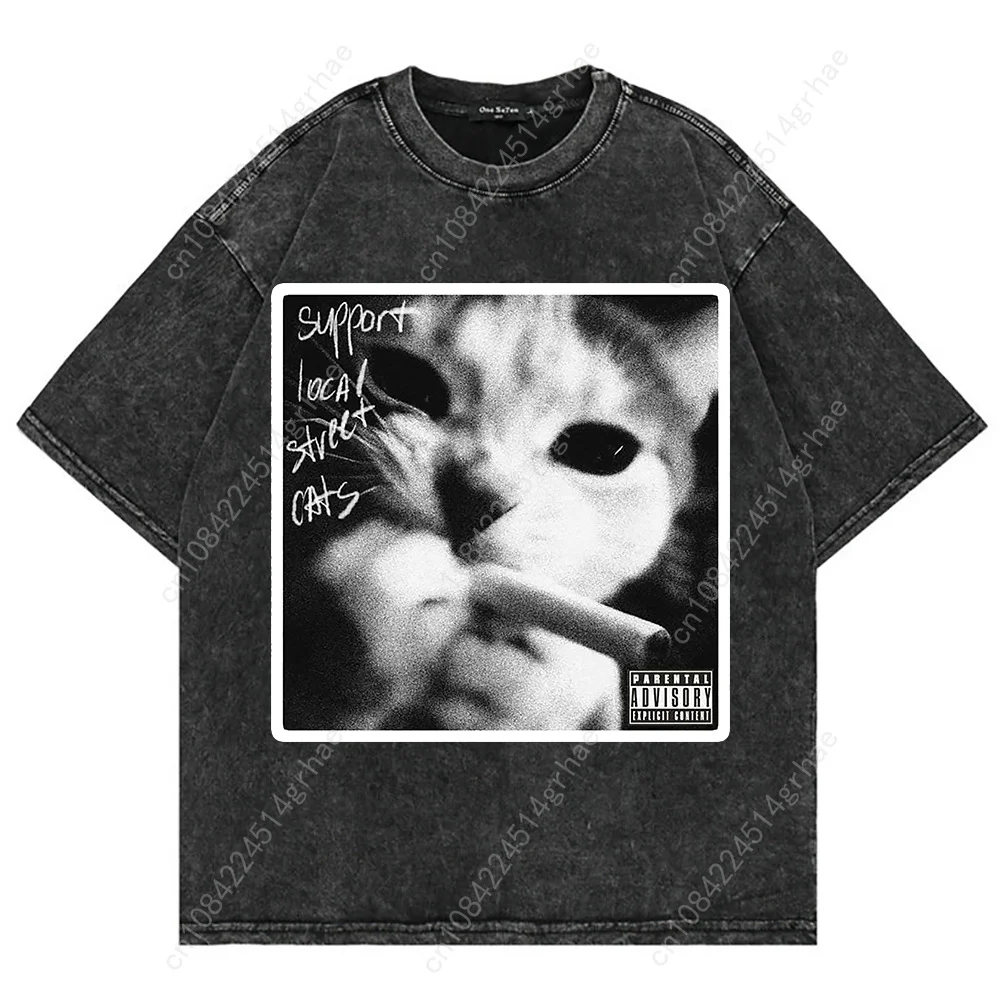 100% Cotton Vintage Washed Y2k - Men'S Fashion V Neck T Shirts 评论和价格