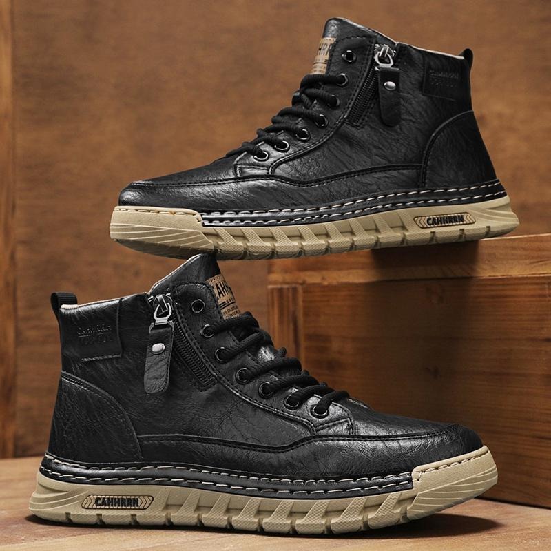 Men Leather High Top Ankle Boo - Fashion Men'S Boots 评论和价格