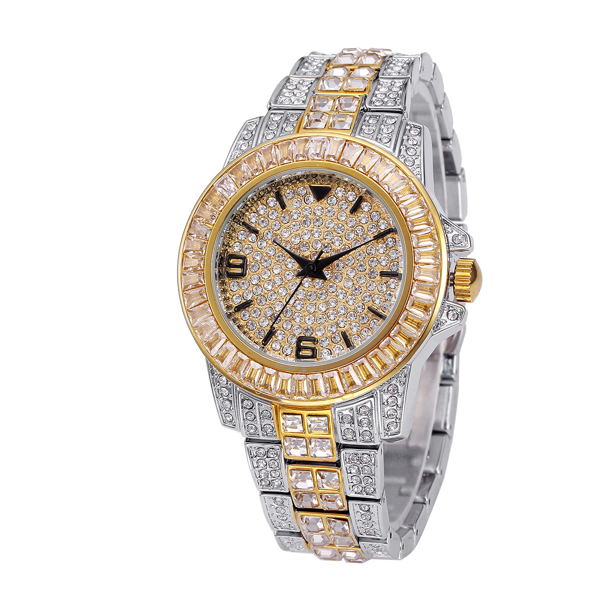 Luxury Full Stone Quartz Watch - Men'S Fashion Jewelry 评论和价格