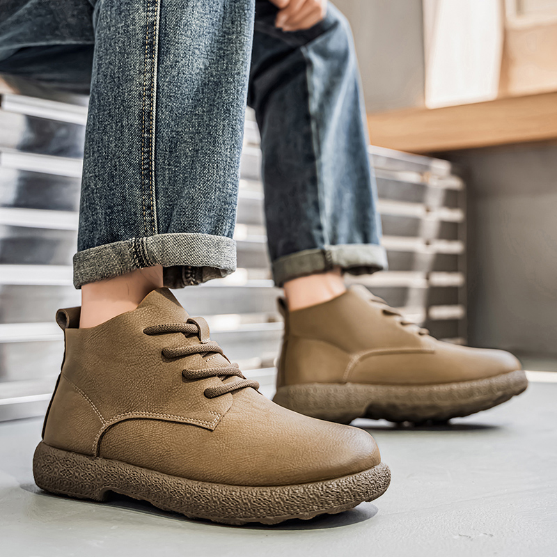 Men Ankle Boots Brown Short Bo - Fashion Men'S Boots 评论和价格
