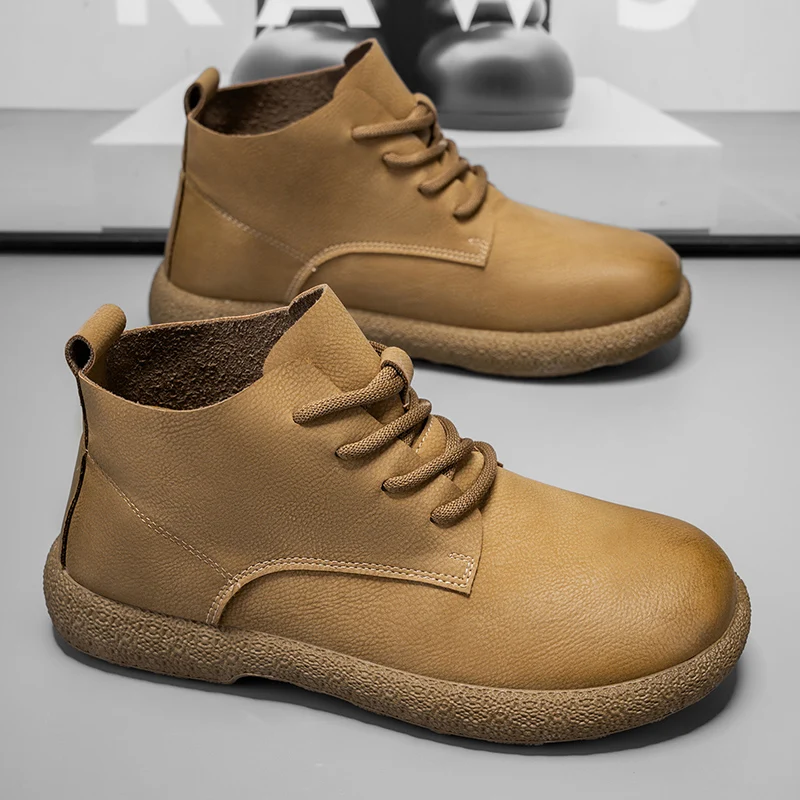 Men Ankle Boots Brown Short Bo - Fashion Men'S Boots 评论和价格