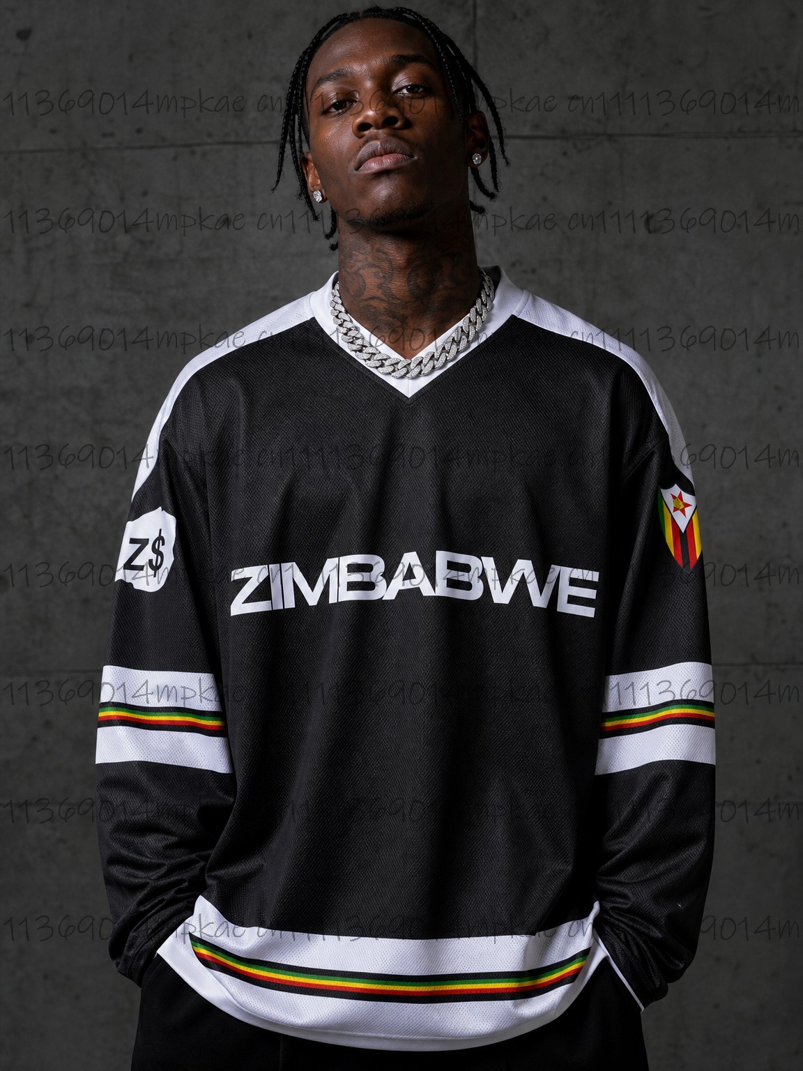 Men's Zimbabwe Printed V-Neck  - Mens Fashion Top 评论和价格