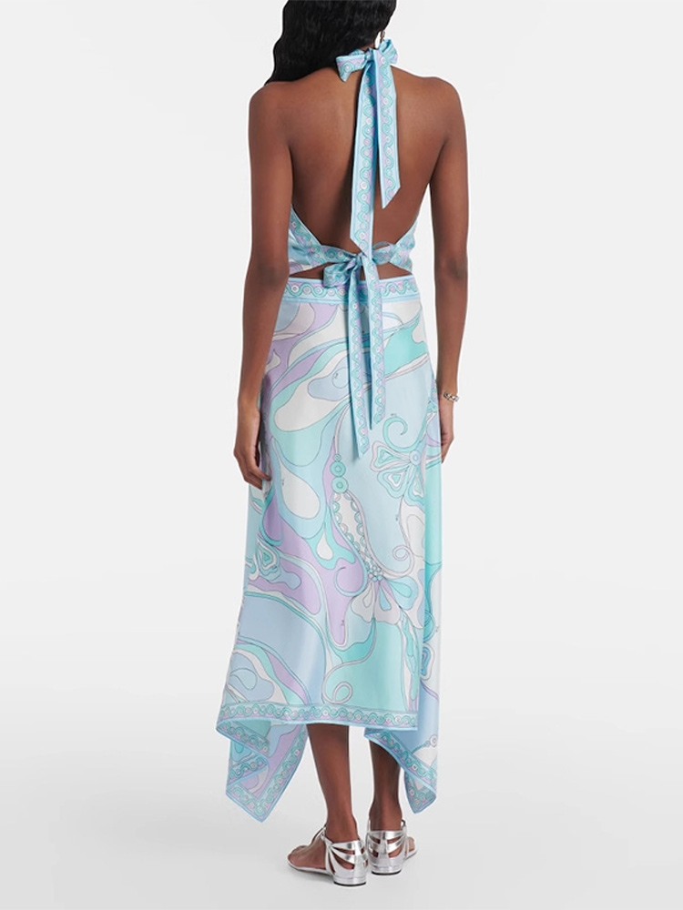 Sexy Printed Halter Top Irregu - Men'S Fashion Line 评论和价格