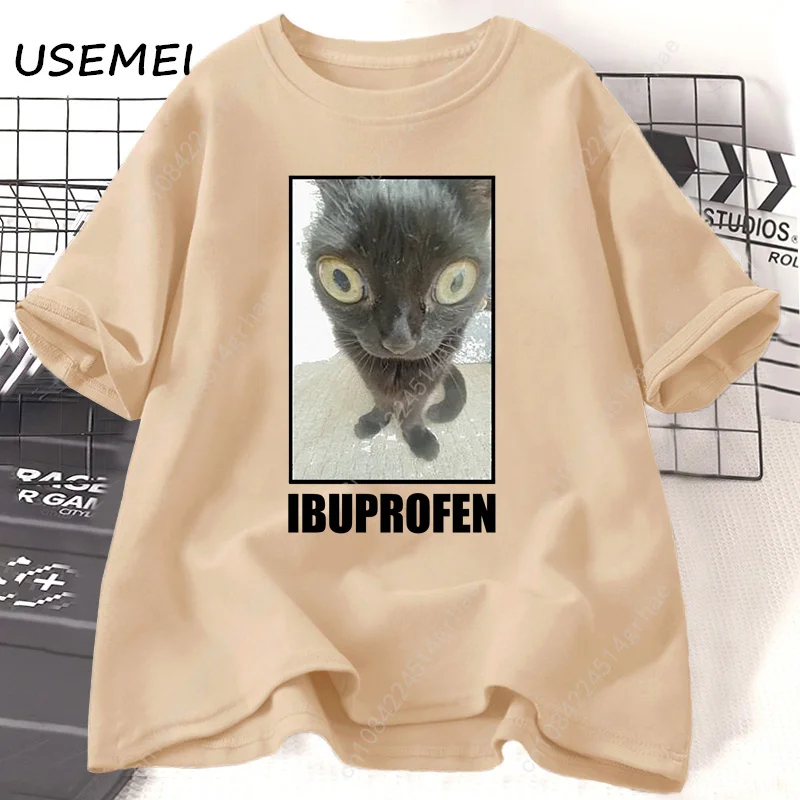 Funny Cat Ibuprofen Graphic T  - Men'S Fashion V Neck T Shirts 评论和价格