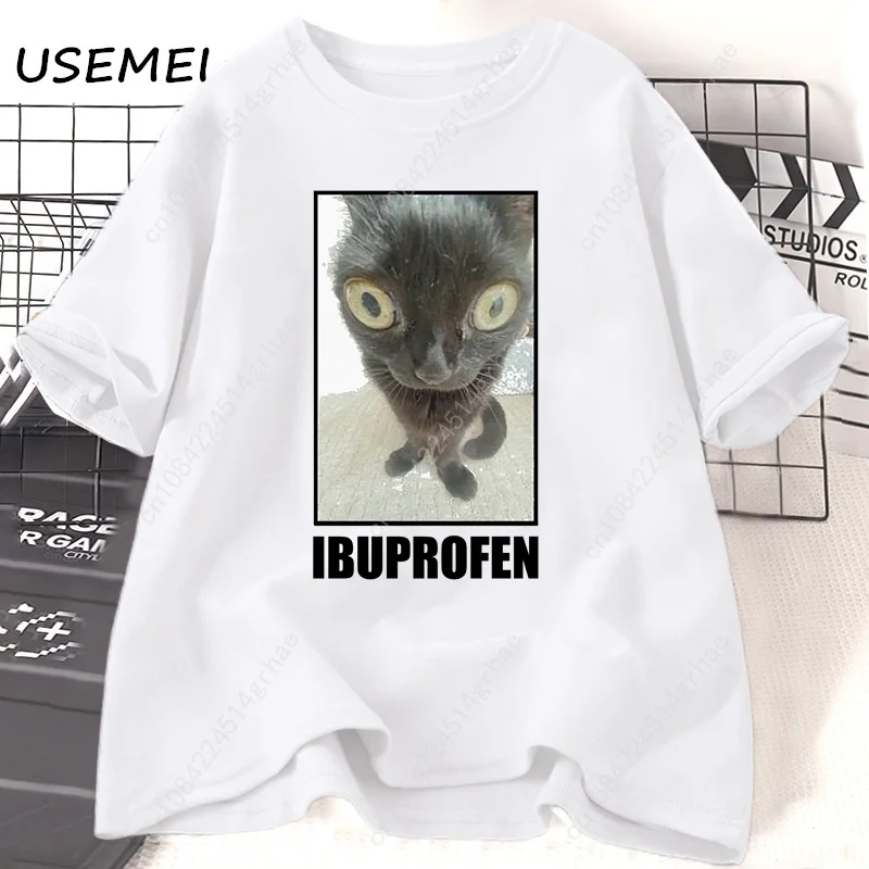 Funny Cat Ibuprofen Graphic T  - Men'S Fashion V Neck T Shirts 评论和价格
