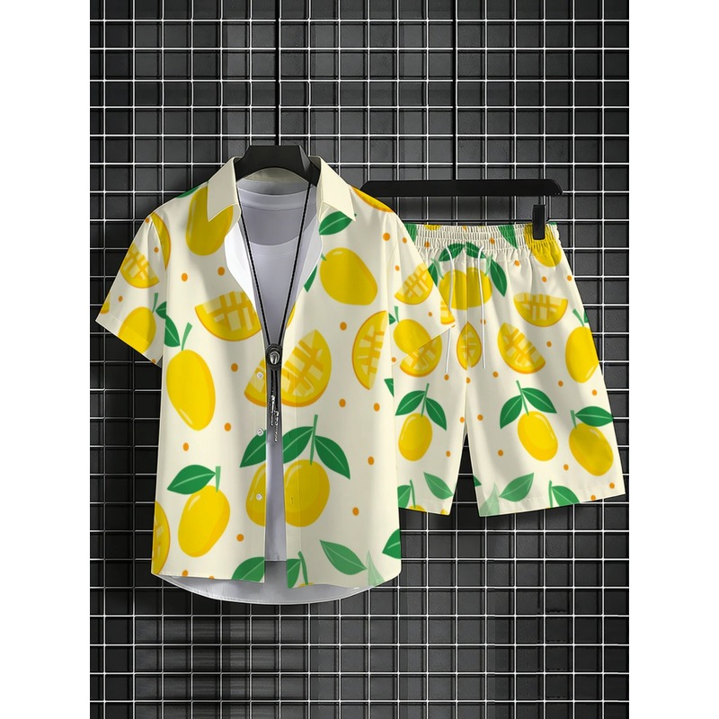 Men Linen Print Short Sleeve S - Linen Shirt Summer 评论和价格