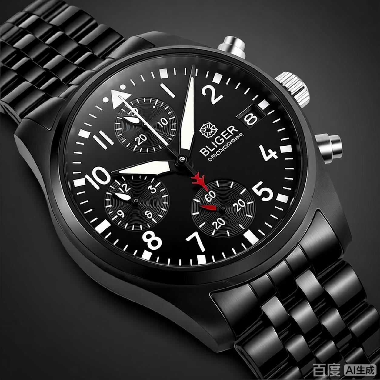 BLIGER Full Black Brushed 38mm - Men'S Fashion Jewelry 评论和价格