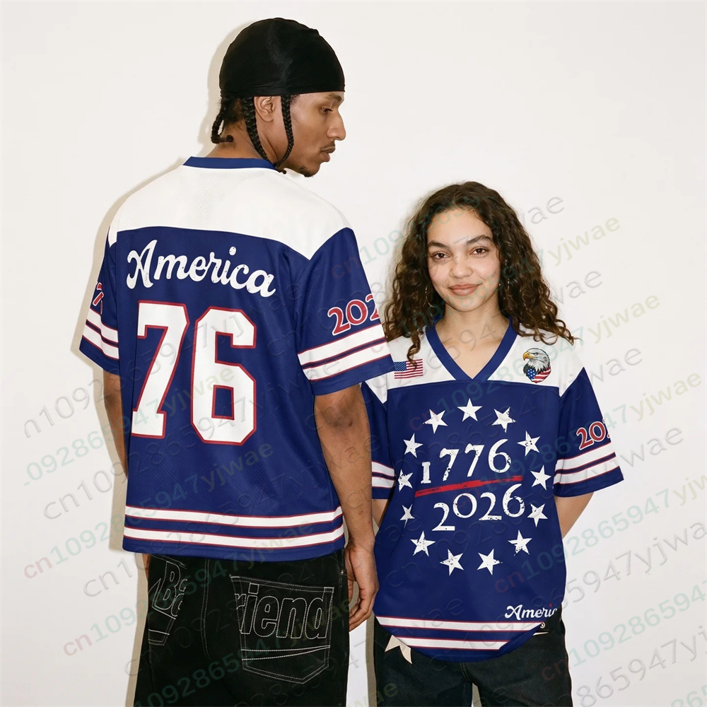 USA 250th Anniversary Mesh Jer - Men'S Fashion V Neck T Shirts 评论和价格