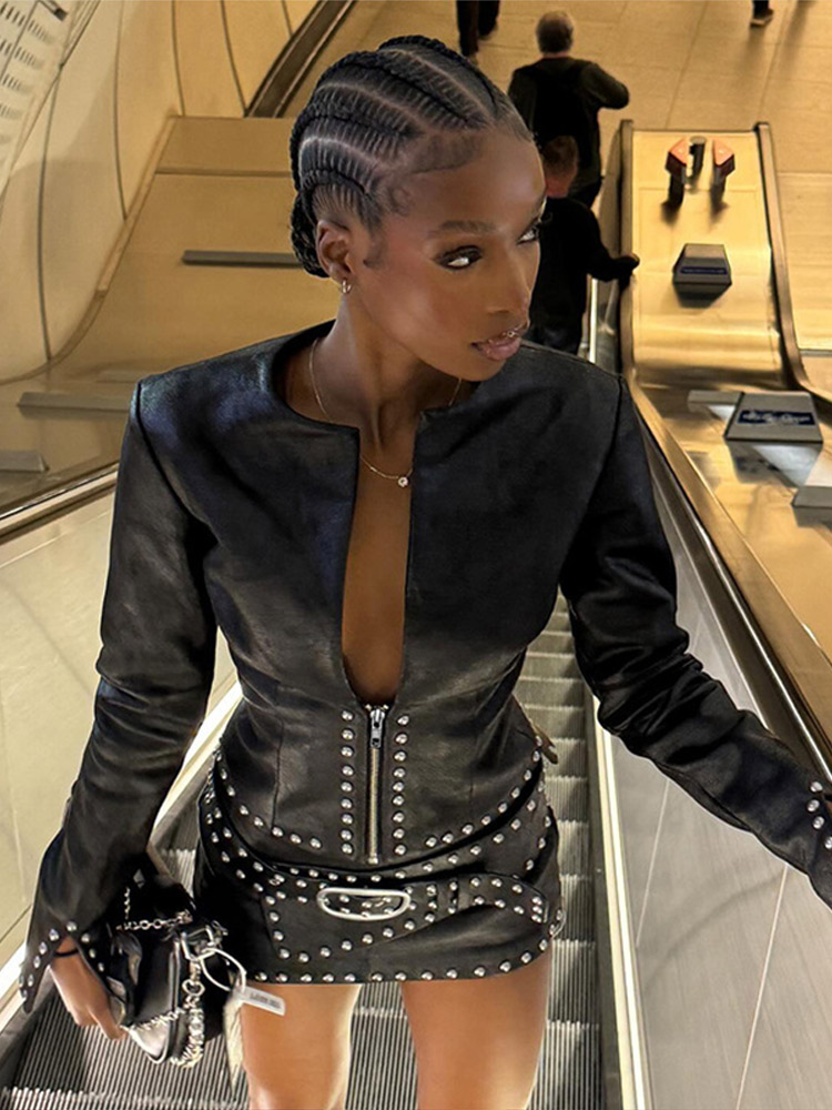 Y2k Leather Skirt Set Women Ri - Men'S Fashion Outfits 2026 评论和价格