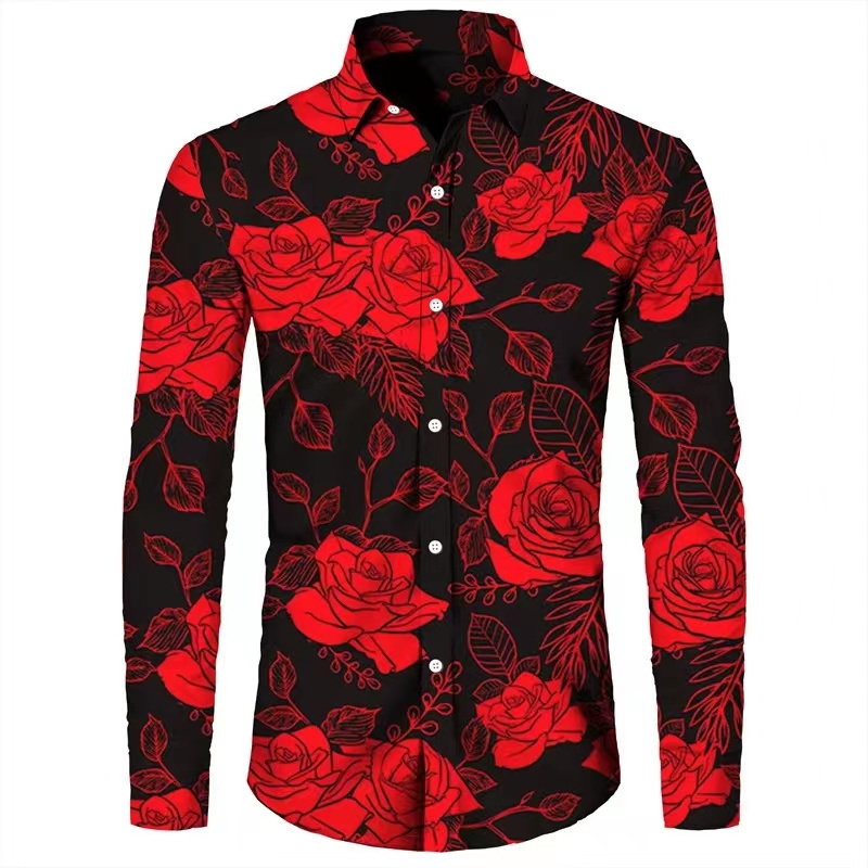 Fashion Flowers 3D Print Men's - Mens Fashion Top 评论和价格