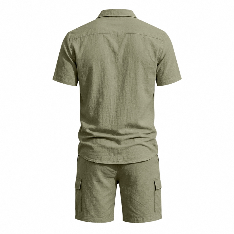 Men Summer American Linen Two  - Linen Shirt Summer 评论和价格