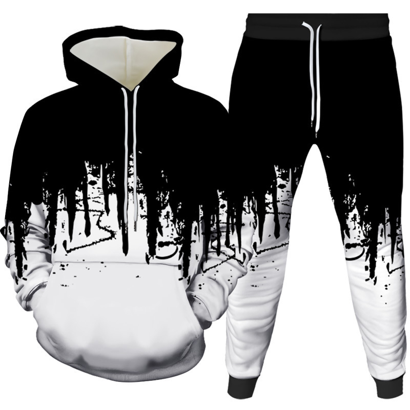 Ink Painting 3D Printed Hoodie - Mens Fashion Suits 评论和价格